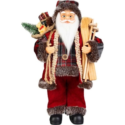 Dekorácia MagicHome Santa, s darčekom, červený, 46 cm