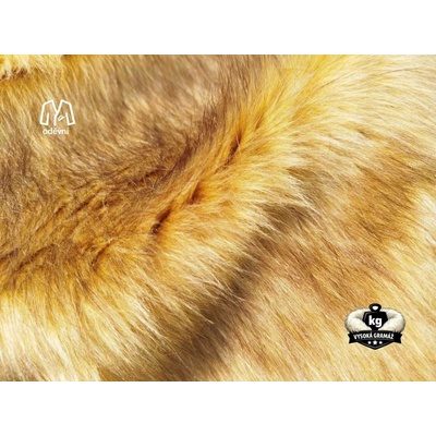 Umělá luxusní oděvní kožešina, zlatohnědá, Zlatá liška (Golden Fox), 40 mm vlas, šíře 150 cm - metráž kožešinový čtverec
