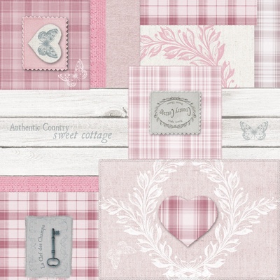 PVC obrus - Vidiecka chata ružová