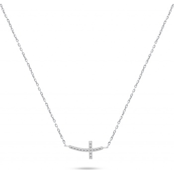 Brilio Silver Strieborný náhrdelník krížik so zirkónmi NCL57W
