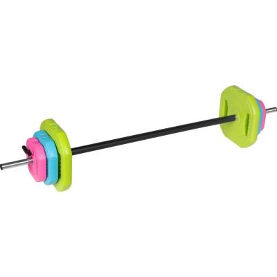 REBEL ACTIVE Skladacia jednoručná činka s bitúmenovými kotúčmi 140 cm tyč tréningová súprava 20 kg