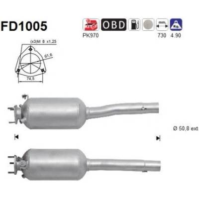 Filtr sazových částic, výfukový systém AS FD1005