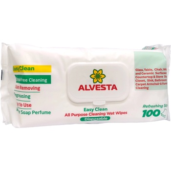 Alvesta санитарни мокри кърпи с бял сапун, За почистване на повърхности, 100 броя
