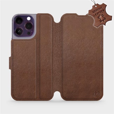 Mobiwear kožené flip Apple iPhone 14 Pro Max - Hnědé