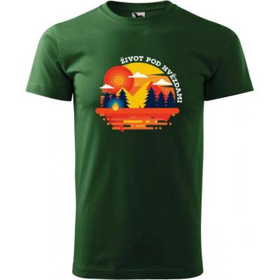 Dobrý Triko pánské tričko Život pod hvězdami Lahvově zelená