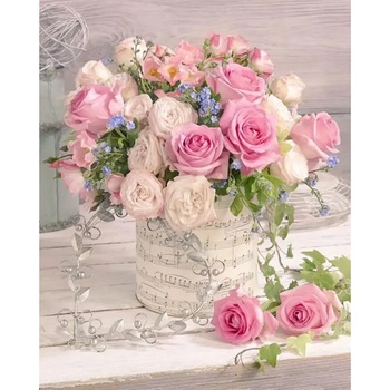 Norimpex - Puzzle Diamant painting: Pink bouquet 30x40cm - 1 - 39 piese