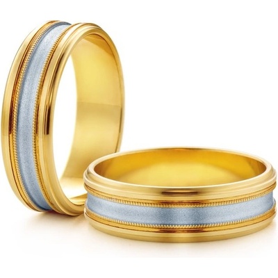 Savicki Snubní prsteny dvoubarevné zlato ploché SAVOBR142