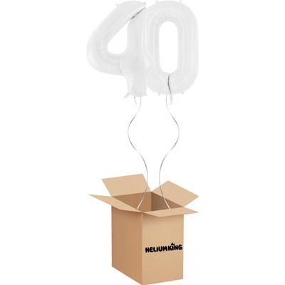 HeliumKing Balónový box Narodeninové číslo 40 biely 86 cm
