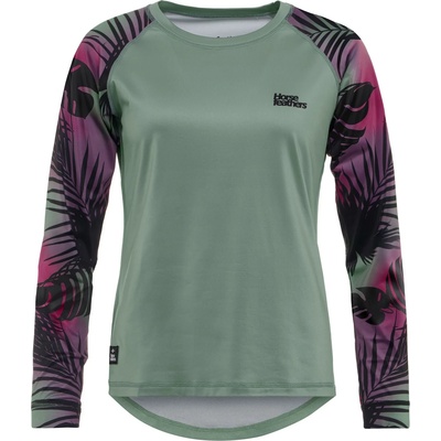 Horsefeathers Дамска фланелка с дълъг ръкав за колоездене Horsefeathers Women's Deco L/S Bike Jersey Cycling jersey - Iceberg Green / Hawaii - размер XS (156-2801-0211)