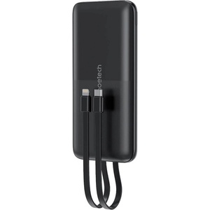 Choetech Външна батерия с вградени USB-C и Lightning кабели и USB-C, USB-A портове и технология за бързо зареждане - Choetech Fast Charging Power Bank With Buil-in Cables 22.5W 10000 mAh (черен) (B654)