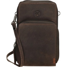 Hide & Stitches Idaho kožená crossbody taška na mobil tmavo hnedá