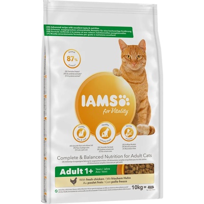 Iams 10% намаление! 10 кг IAMS for Vitality суха храна за котки на специална цена! - Adult с пиле