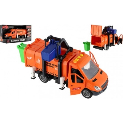 Teddies Auto popeláři plast 30cm na setrvačník na baterie se zvukem se světlem v krabici 33x18x13cm