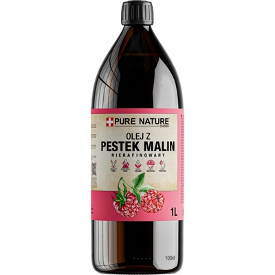 OLEJ Z MALINOVÝCH SEMÍNEK NERAFINOVANÝ PŘÍRODNÍ LISOVANÝ ZA STUDENA PURE NATURE 1l