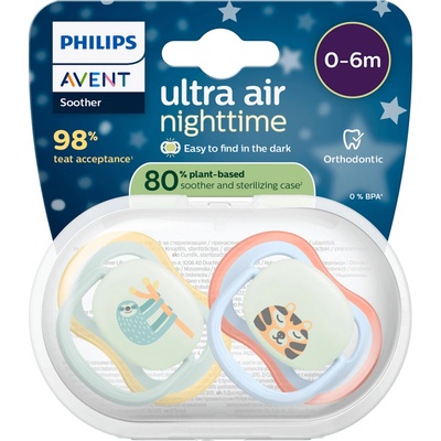 Philips Avent dudlík Ultra air night Lenochod/Tygr 2 ks