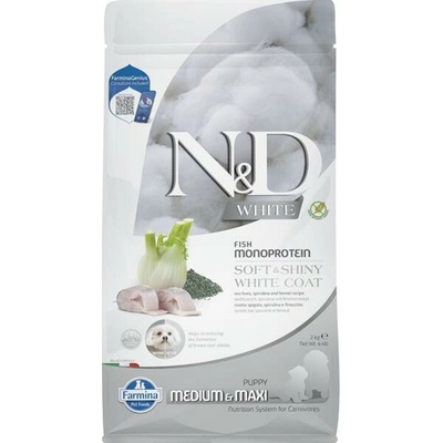 N&D White Dog Grain Free Sea Bass Spirulina & Fennel Puppy Medium & Maxi 2 kg