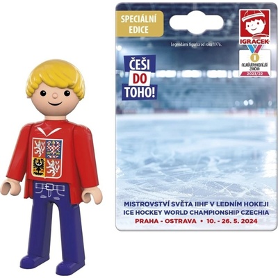 Efko Igráček Fanoušek MS v hokeji 2024 červený dres figurka – Zboží Dáma
