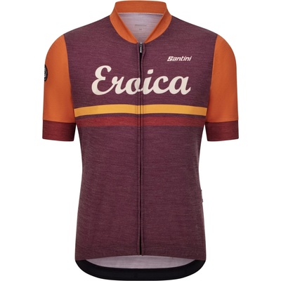 Santini Мъжка фланелка с къс ръкав за колоездене Santini Eroica Iris Cycling jersey - Bordeaux (056-4378-0213)