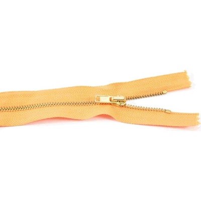 Nedeliteľný kovový mosadzný zips č.3 viac farieb - dĺžka (10 - 25 cm) 20 cm Oranžová