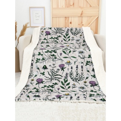 MKLuzkoviny.cz Beránková deka mikroplyš Exclusive Herbář světle šedý 150x200 – Zboží Dáma