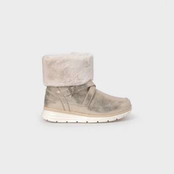 Mayoral Нежни ботушки за бебе момиче в златисто с плюш, страничен цип и буква М с кристали Майорал