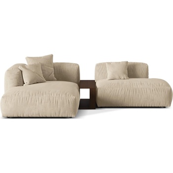 Micadoni Бежов кадифен модулен ъглов диван (ляв ъгъл) Martina - Micadoni (MIC_SET1L_120_F1_MARTINA1)