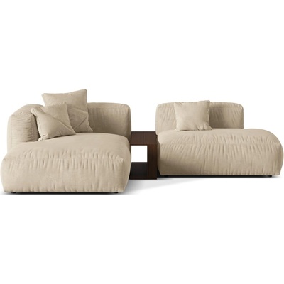 Micadoni Бежов кадифен модулен ъглов диван (ляв ъгъл) Martina - Micadoni (MIC_SET1L_120_F1_MARTINA1)