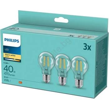 Image 1 of Philips К-кт 3бр. LED крушки VINTAGE Philips E27/4, 3W/230V 2700K (P5080)