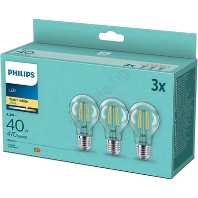 Philips К-кт 3бр. LED крушки VINTAGE Philips E27/4, 3W/230V 2700K (P5080)