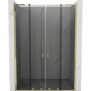 Mexen Velar L Duo плъзгащи се душ врати 140 см, графит, златни - 871-140-003-42-50 (871-140-003-42-50)