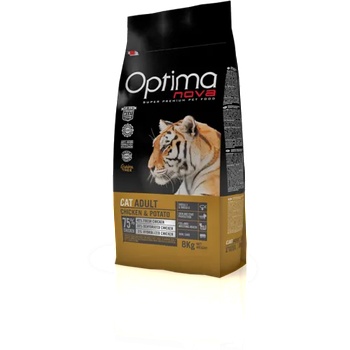 Visán Optima nova cat adult chicken & potato (пиле и картофи) 75% месо grain free, Хипоалергична, Суперпремуим храна за СРЕДНО АКТИВНИ котки от всички породи 2 кг