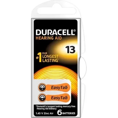 Duracell Батерия цинково въздушна duracell za13 6 бр. бутонни за слухов апарат в блистер (dur-bz-za13)