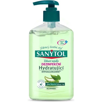 Sanytol Zelený čaj & Aloe Vera dezinfekční hydratující mýdlo na ruce náhradní náplň 500 ml