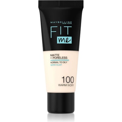Maybelline new york Fit Me! Matte+Poreless матиращ фон дьо тен за нормална към мазна кожа цвят 100 Warm Ivory 30ml