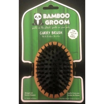 Image 1 of Alcott Bamboo Groom Curry Brush with Rubber Bristles - бамбукова четка с гумени бодлички за всеки тип козина