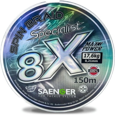 Saenger šnúra 8 X Specialist Spin Braid 150m 0,14mm čierna