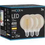 Mexen Vintis 3x LED филаментна крушка E27, G95, 4W, Топла - 2700K, 400 lm, кехлибар (L157-E27-0427-50x03)