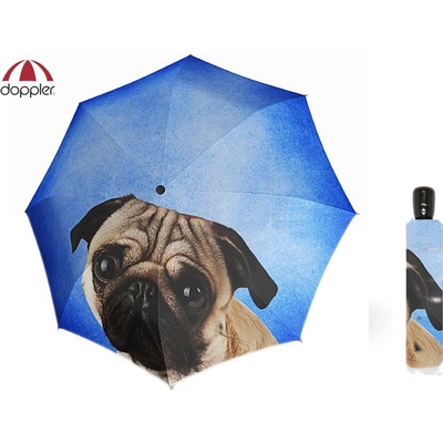 Doppler dáždnik MODERN.ART MAGIC MINI LAZY dOG plne automatický s mopslíkom