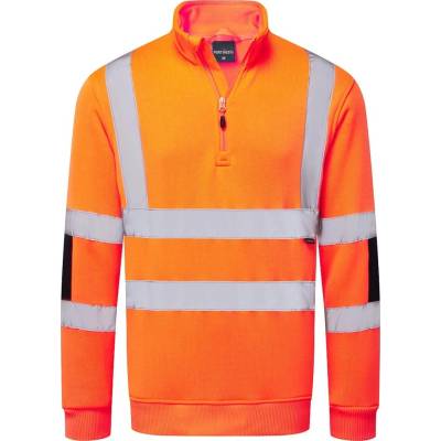 Portwest HI-VIS B314 Pánská reflexní mikina s 1/2 zipem HV oranžová