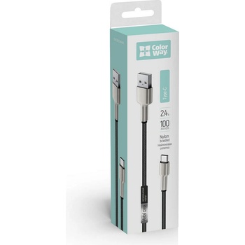 Colorway CW-CBUC046-BK USB TYPE-C (HEAD METAL) 2.4A, 1m, černý