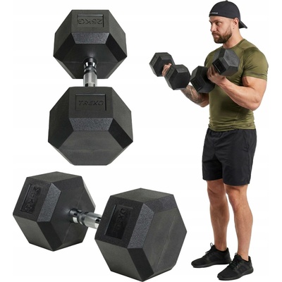 XTREXO Pogumovaná činka Hex HXD250 25 kg