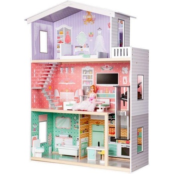 ECOTOYS Дървена къща за кукли с асансьор ECOTOYS Candy Residence (4128)