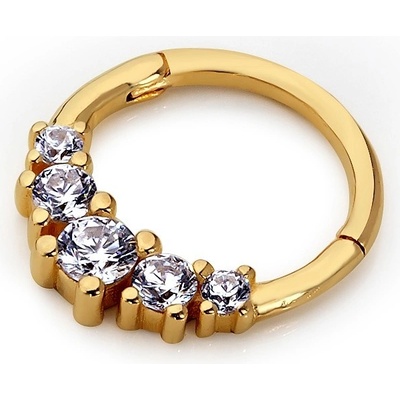 Lillian Vassago Zlatý piercing kroužek zdobený zářivými zirkony LLV92-GPI023SP