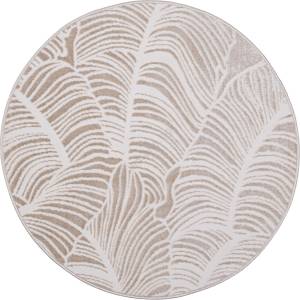 Multidecor Кръгъл килим salamanca 100 см бежов/бял/листен мотив (mu0109)