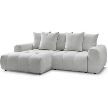 Bobochic Светлосив шенилов разтегателен ъглов диван с място за съхранение (ляв ъгъл) Roxelane - Bobochic Paris (108419)