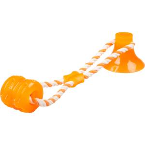 Duvo Plus Tug'n chew - Забавна играчка за дърпане с вакуум, здрава вендуза с памучно въже, 40 х 10 х 10 см