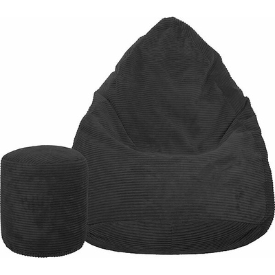 TopKing sedací vak + podnožník XL menčester Lincoln čierny 125 cm