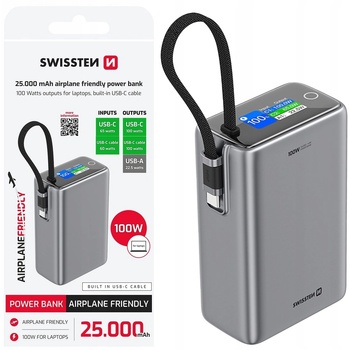 Image 1 of SWISSTEN Power Bank 25000 mAh 100W с вграден USB-C кабел (8595217493346)
