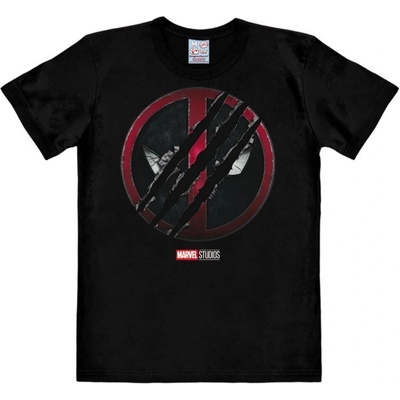 CurePink: pánské tričko Marvel|Deadpool a Wolverine: Roztrhané logo [040-3801] černá