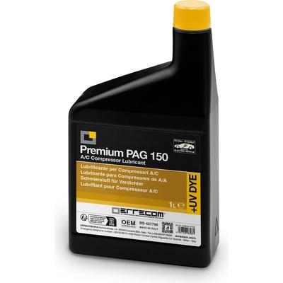 ERRECOM PAG 150 Premium + UV DYE - 1 L, lubricant for conventional or electric automotive air conditioning compressors operating with the refrigerants GAS R134a and R1234yf - OL6010. K. P2. EC